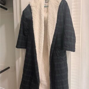 Plaid Sherpa-Lined Long Robe